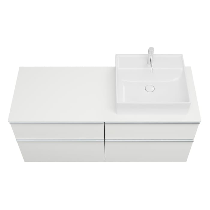 burgbad Eqio Waschtischkombination mit Keramik-Aufsatzwaschtisch 140 cm, rechts, mit Griffleiste G0251