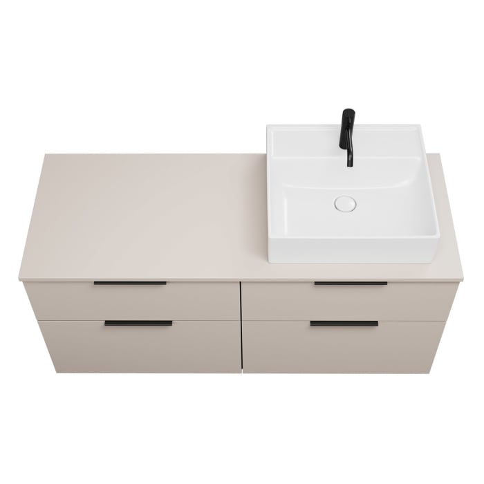 burgbad Eqio Waschtischkombination mit Keramik-Aufsatzwaschtisch 140 cm, rechts, mit Griff G0200