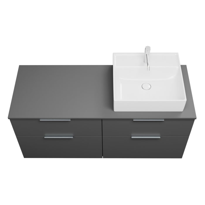 burgbad Eqio Waschtischkombination mit Keramik-Aufsatzwaschtisch 140 cm, rechts, mit Griff G0146