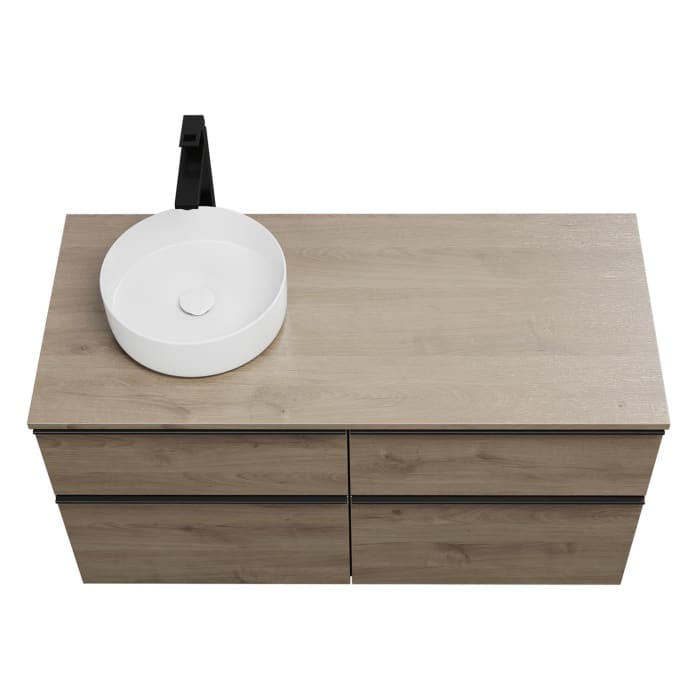 burgbad Eqio Waschtischkombination mit Keramik-Aufsatzwaschtisch 120 cm, links, mit Griffleiste G0252