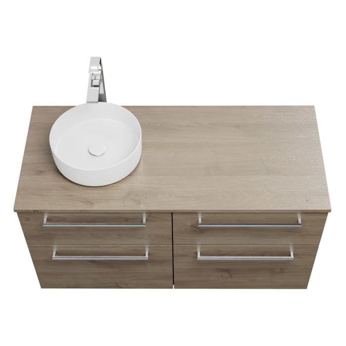 burgbad Eqio Waschtischkombination mit Keramik-Aufsatzwaschtisch 120 cm, links, mit Stangengriff P95