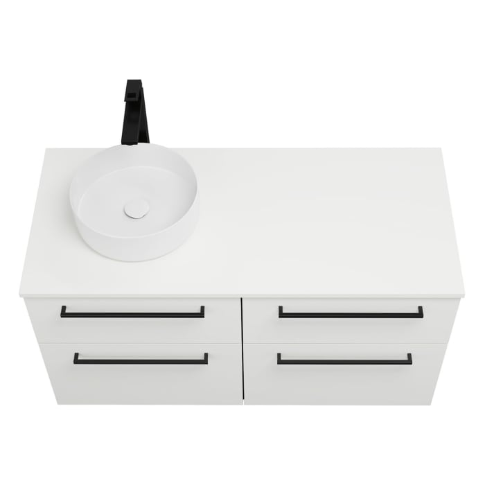 burgbad Eqio Waschtischkombination mit Keramik-Aufsatzwaschtisch 120 cm, links, mit Stangengriff G0234