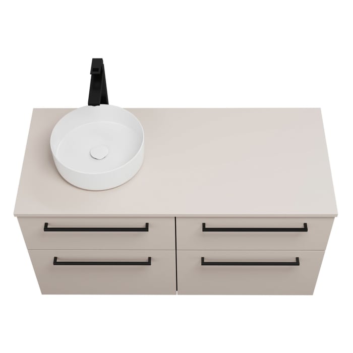 burgbad Eqio Waschtischkombination mit Keramik-Aufsatzwaschtisch 120 cm, links, mit Stangengriff G0234