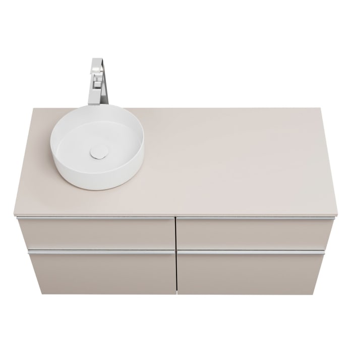 burgbad Eqio Waschtischkombination mit Keramik-Aufsatzwaschtisch 120 cm, links, mit Griffleiste G0251