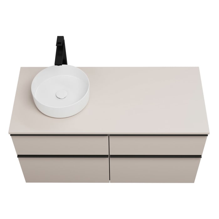 burgbad Eqio Waschtischkombination mit Keramik-Aufsatzwaschtisch 120 cm, links, mit Griffleiste G0252