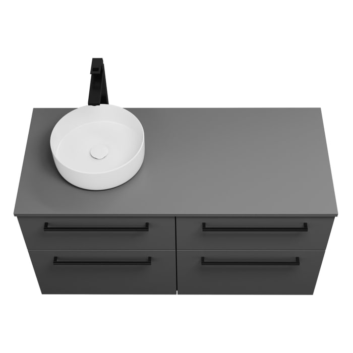 burgbad Eqio Waschtischkombination mit Keramik-Aufsatzwaschtisch 120 cm, links, mit Stangengriff G0234