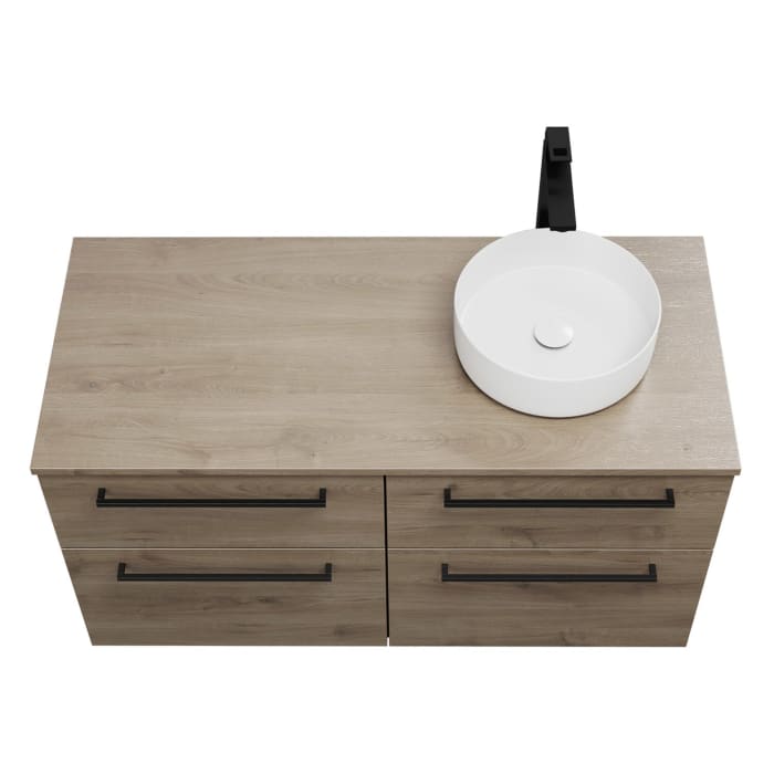 burgbad Eqio Waschtischkombination mit Keramik-Aufsatzwaschtisch 120 cm, rechts, mit Stangengriff G0234