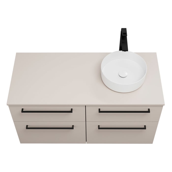 burgbad Eqio Waschtischkombination mit Keramik-Aufsatzwaschtisch 120 cm, rechts, mit Stangengriff G0234