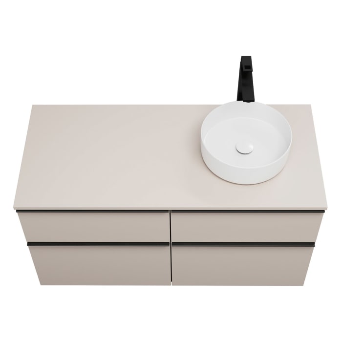 burgbad Eqio Waschtischkombination mit Keramik-Aufsatzwaschtisch 120 cm, rechts, mit Griffleiste G0252