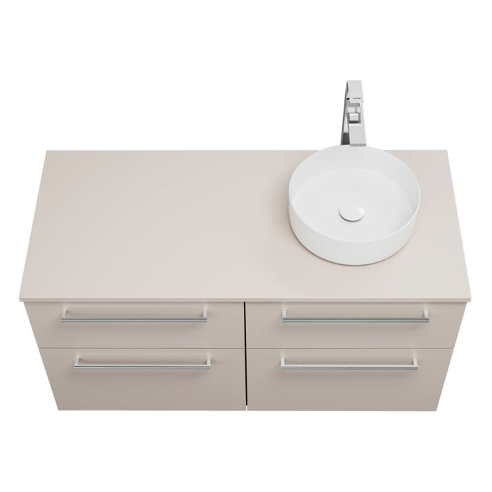 burgbad Eqio Waschtischkombination mit Keramik-Aufsatzwaschtisch 120 cm, rechts, mit Stangengriff P95