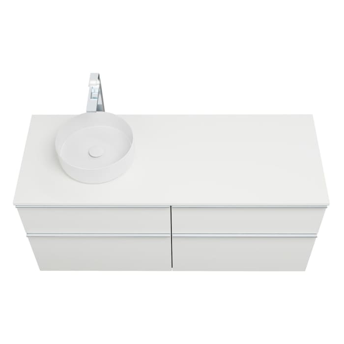 burgbad Eqio Waschtischkombination mit Keramik-Aufsatzwaschtisch 140 cm, links, mit Griffleiste G0251