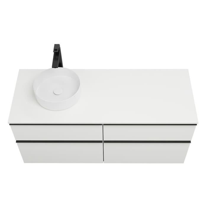 burgbad Eqio Waschtischkombination mit Keramik-Aufsatzwaschtisch 140 cm, links, mit Griffleiste G0252