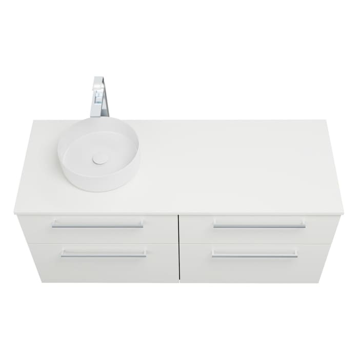 burgbad Eqio Waschtischkombination mit Keramik-Aufsatzwaschtisch 140 cm, links, mit Stangengriff P95