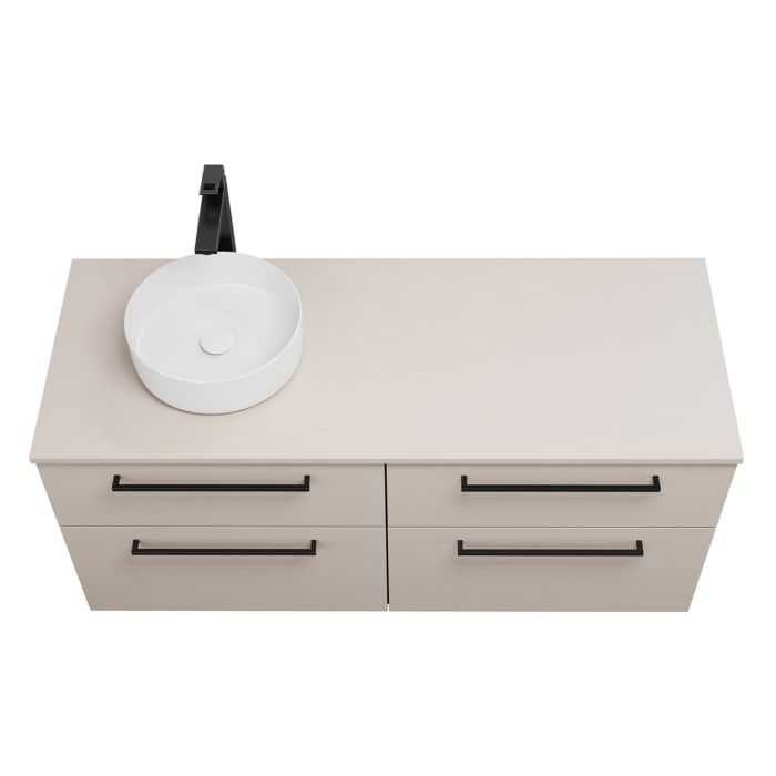 burgbad Eqio Waschtischkombination mit Keramik-Aufsatzwaschtisch 140 cm, links, mit Stangengriff G0234