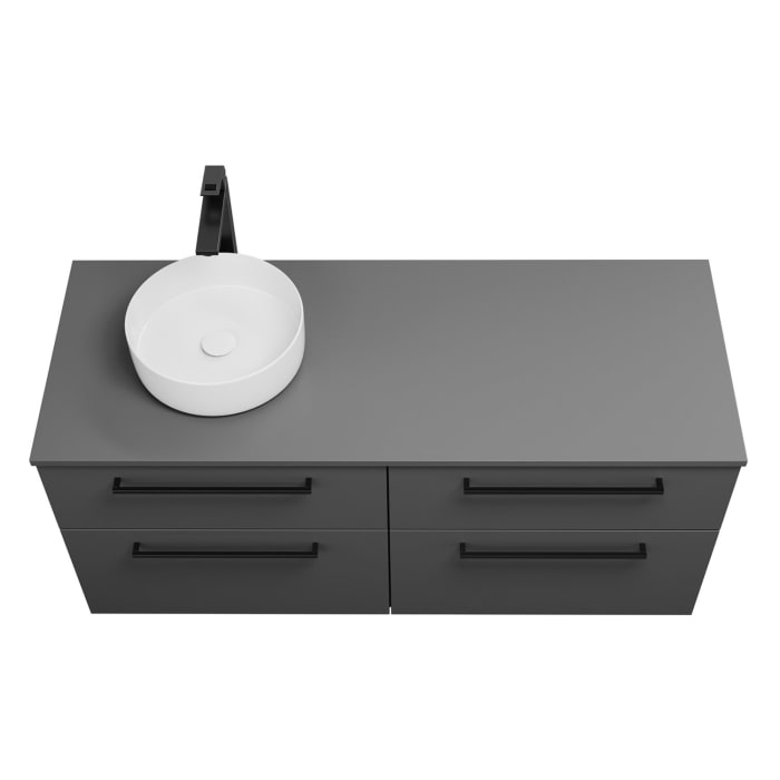 burgbad Eqio Waschtischkombination mit Keramik-Aufsatzwaschtisch 140 cm, links, mit Stangengriff G0234