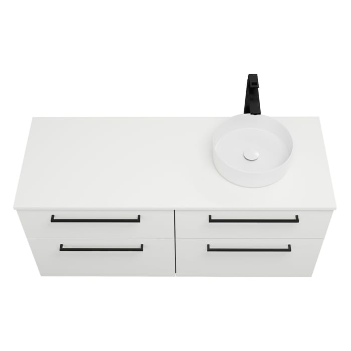 burgbad Eqio Waschtischkombination mit Keramik-Aufsatzwaschtisch 140 cm, rechts, mit Stangengriff G0234