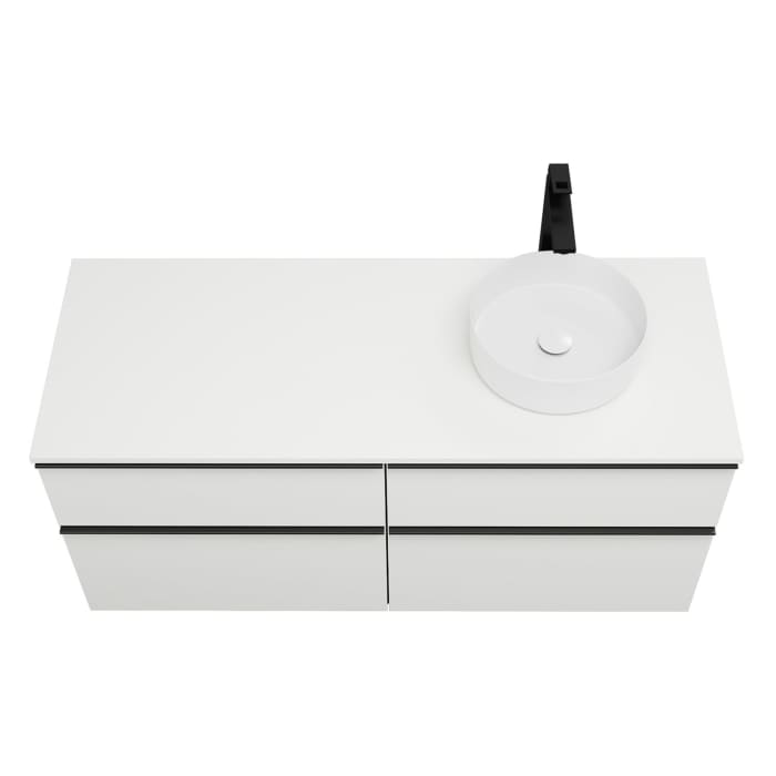 burgbad Eqio Waschtischkombination mit Keramik-Aufsatzwaschtisch 140 cm, rechts, mit Griffleiste G0252