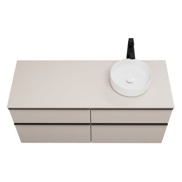 burgbad Eqio Waschtischkombination mit Keramik-Aufsatzwaschtisch 140 cm, rechts, mit Griffleiste G0252