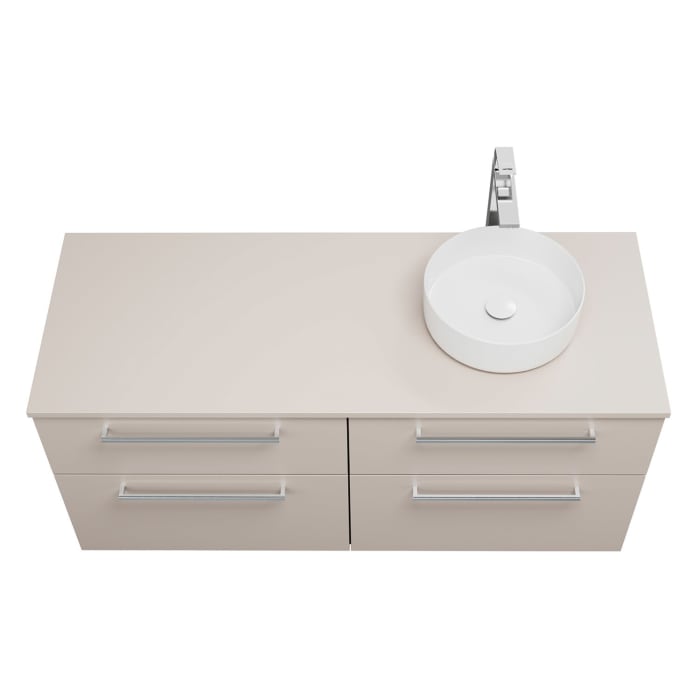 burgbad Eqio Waschtischkombination mit Keramik-Aufsatzwaschtisch 140 cm, rechts, mit Stangengriff P95