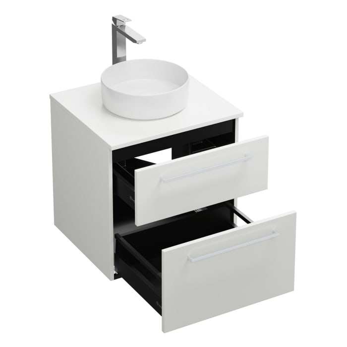 burgbad Eqio Waschtischkombination mit Keramik-Aufsatzwaschtisch 60 cm, mit Stangengriff P95