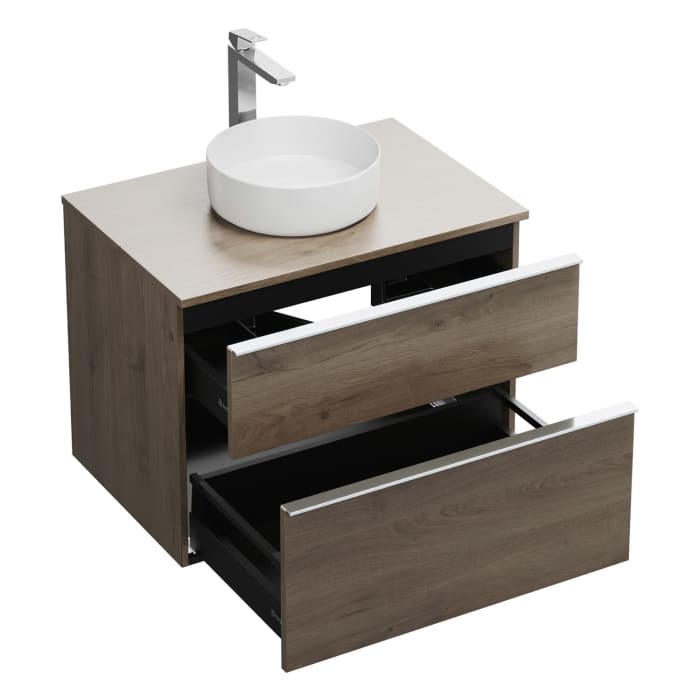 burgbad Eqio Waschtischkombination mit Keramik-Aufsatzwaschtisch 80 cm, mit Griffleiste G0251