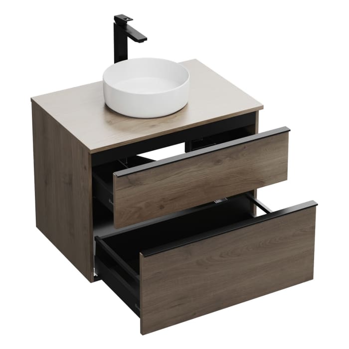 burgbad Eqio Waschtischkombination mit Keramik-Aufsatzwaschtisch 80 cm, mit Griffleiste G0252