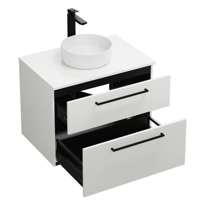 burgbad Eqio Waschtischkombination mit Keramik-Aufsatzwaschtisch 80 cm, mit Stangengriff G0234