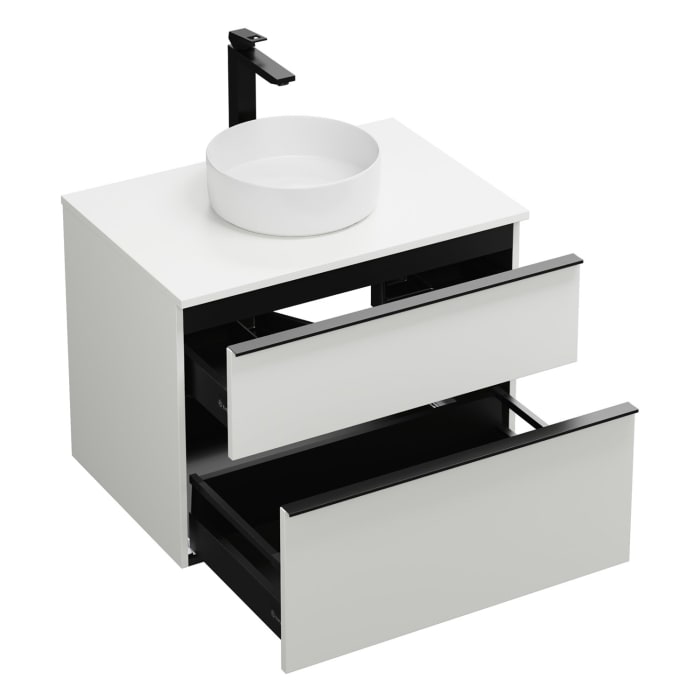 burgbad Eqio Waschtischkombination mit Keramik-Aufsatzwaschtisch 80 cm, mit Griffleiste G0252