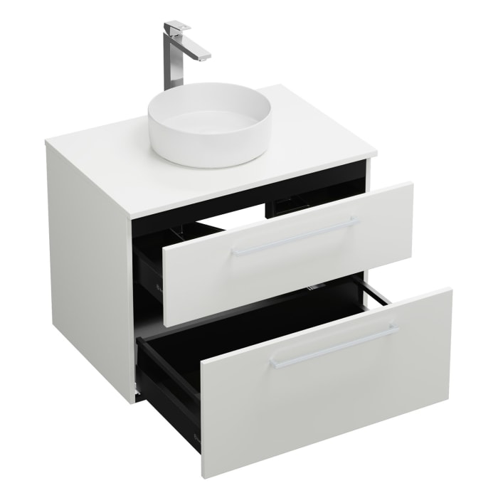 burgbad Eqio Waschtischkombination mit Keramik-Aufsatzwaschtisch 80 cm, mit Stangengriff P95