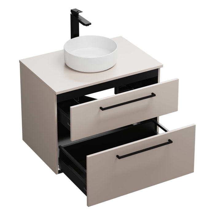 burgbad Eqio Waschtischkombination mit Keramik-Aufsatzwaschtisch 80 cm, mit Stangengriff G0234