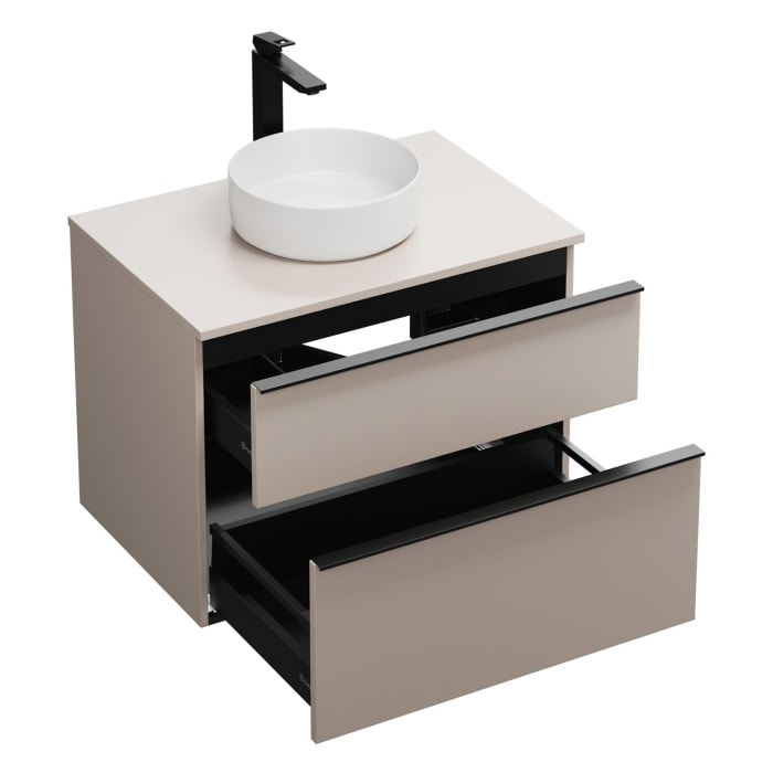 burgbad Eqio Waschtischkombination mit Keramik-Aufsatzwaschtisch 80 cm, mit Griffleiste G0252