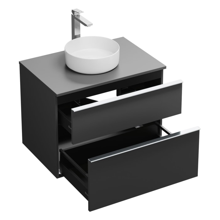 burgbad Eqio Waschtischkombination mit Keramik-Aufsatzwaschtisch 80 cm, mit Griffleiste G0251