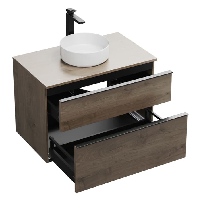 burgbad Eqio Waschtischkombination mit Keramik-Aufsatzwaschtisch 90 cm, mit Griffleiste G0252