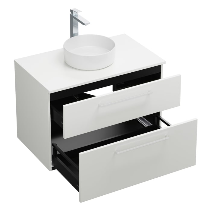 burgbad Eqio Waschtischkombination mit Keramik-Aufsatzwaschtisch 90 cm, mit Stangengriff P95