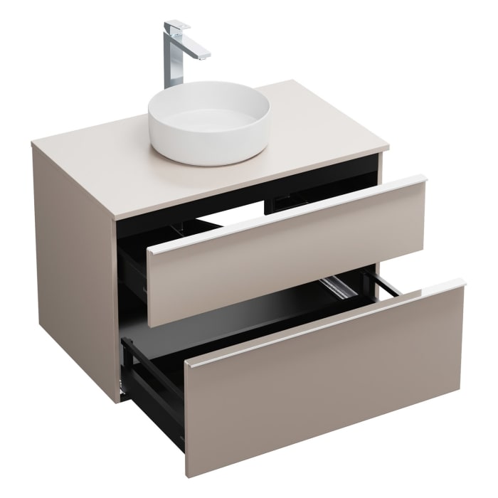 burgbad Eqio Waschtischkombination mit Keramik-Aufsatzwaschtisch 90 cm, mit Griffleiste G0251