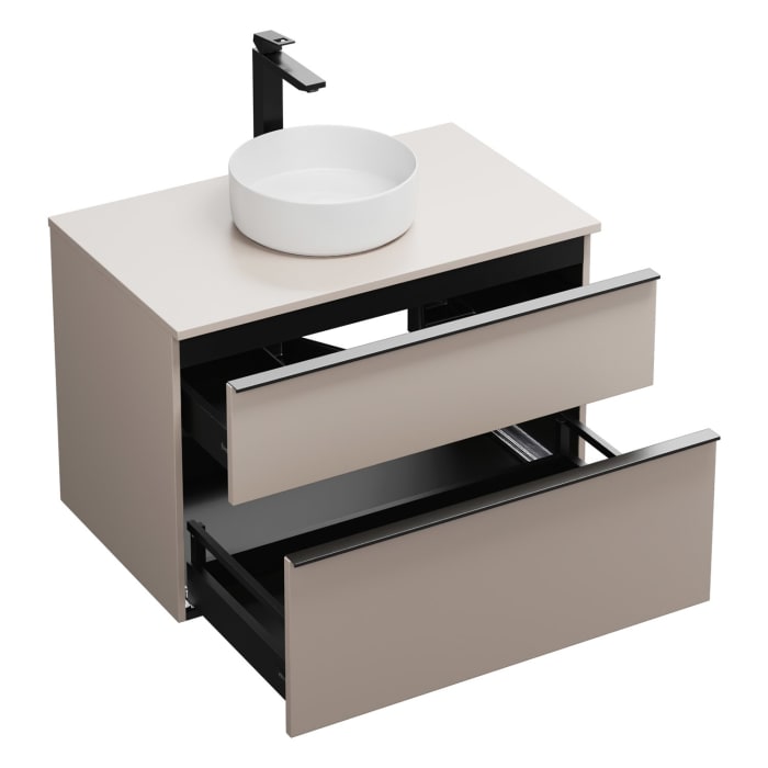 burgbad Eqio Waschtischkombination mit Keramik-Aufsatzwaschtisch 90 cm, mit Griffleiste G0252