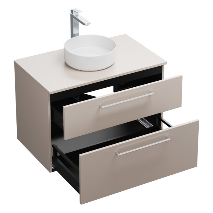 burgbad Eqio Waschtischkombination mit Keramik-Aufsatzwaschtisch 90 cm, mit Stangengriff P95