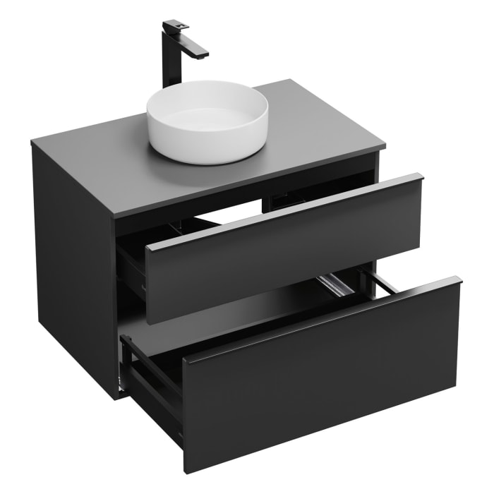 burgbad Eqio Waschtischkombination mit Keramik-Aufsatzwaschtisch 90 cm, mit Griffleiste G0252