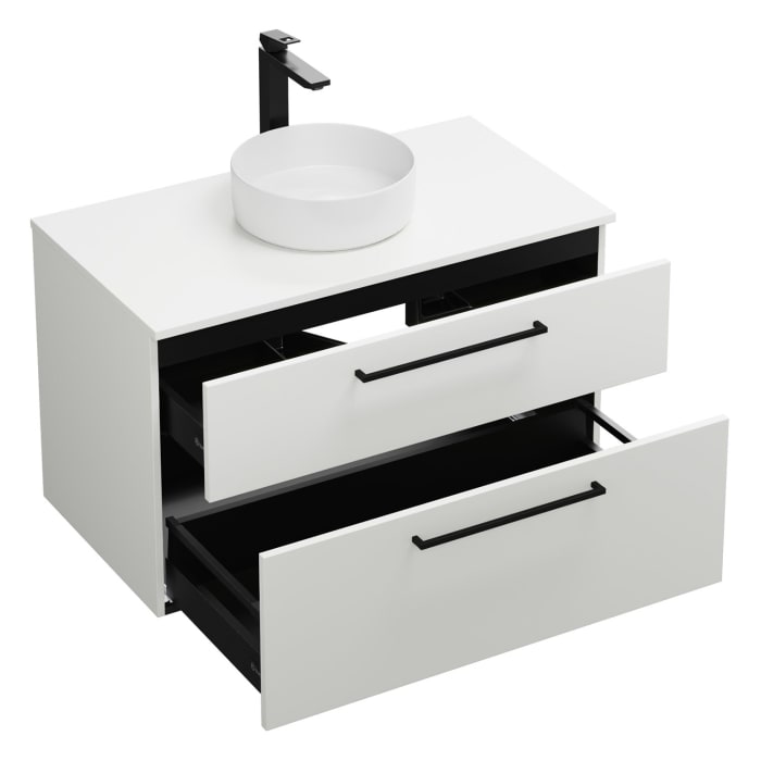 burgbad Eqio Waschtischkombination mit Keramik-Aufsatzwaschtisch 100 cm, mit Stangengriff G0234