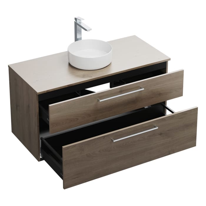 burgbad Eqio Waschtischkombination mit Keramik-Aufsatzwaschtisch 120 cm, mit Stangengriff P95