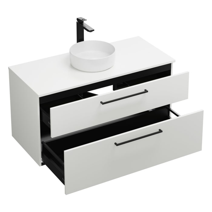 burgbad Eqio Waschtischkombination mit Keramik-Aufsatzwaschtisch 120 cm, mit Stangengriff G0234