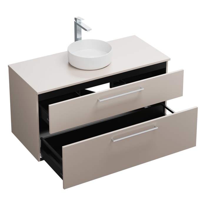 burgbad Eqio Waschtischkombination mit Keramik-Aufsatzwaschtisch 120 cm, mit Stangengriff P95