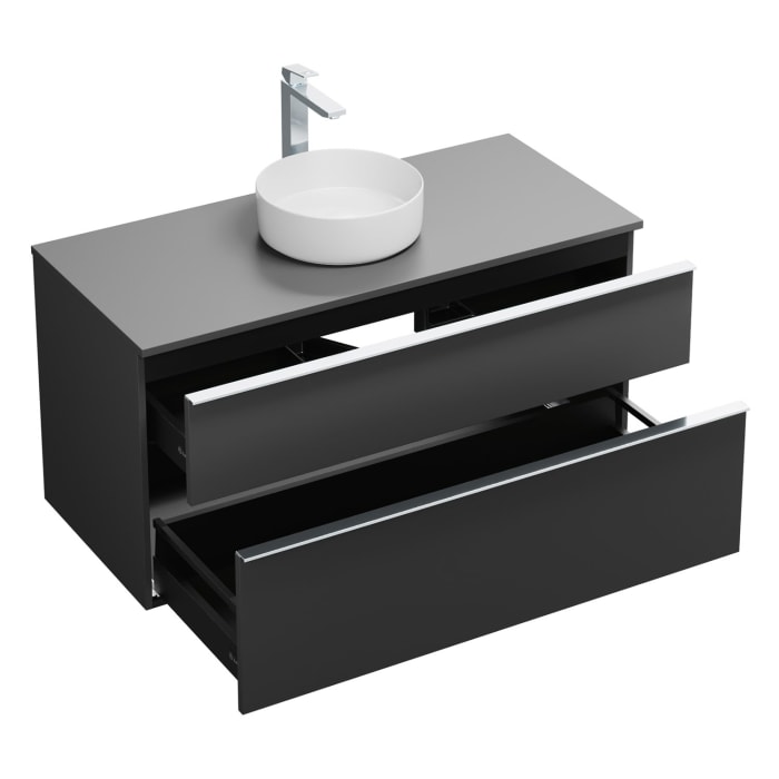 burgbad Eqio Waschtischkombination mit Keramik-Aufsatzwaschtisch 120 cm, mit Griffleiste G0251