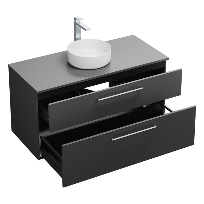 burgbad Eqio Waschtischkombination mit Keramik-Aufsatzwaschtisch 120 cm, mit Stangengriff P95