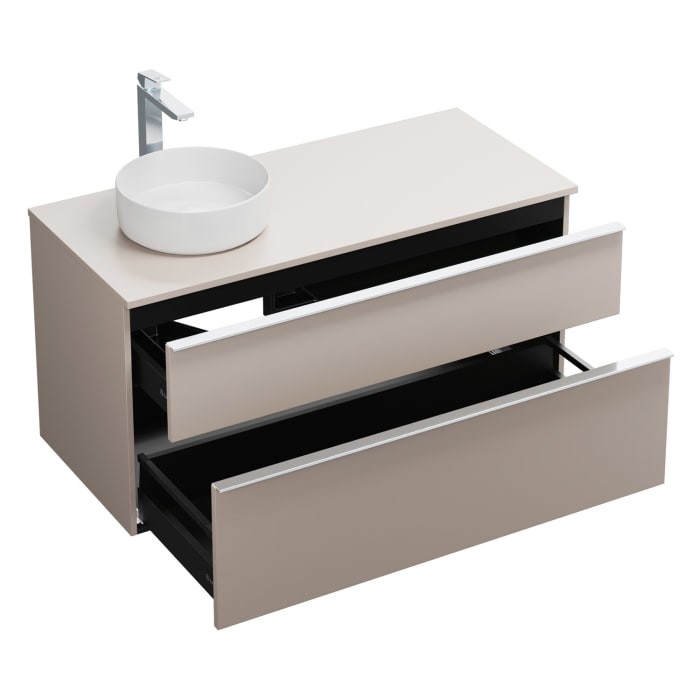 burgbad Eqio Waschtischkombination mit Keramik-Aufsatzwaschtisch 120 cm, links, mit Griffleiste G0251