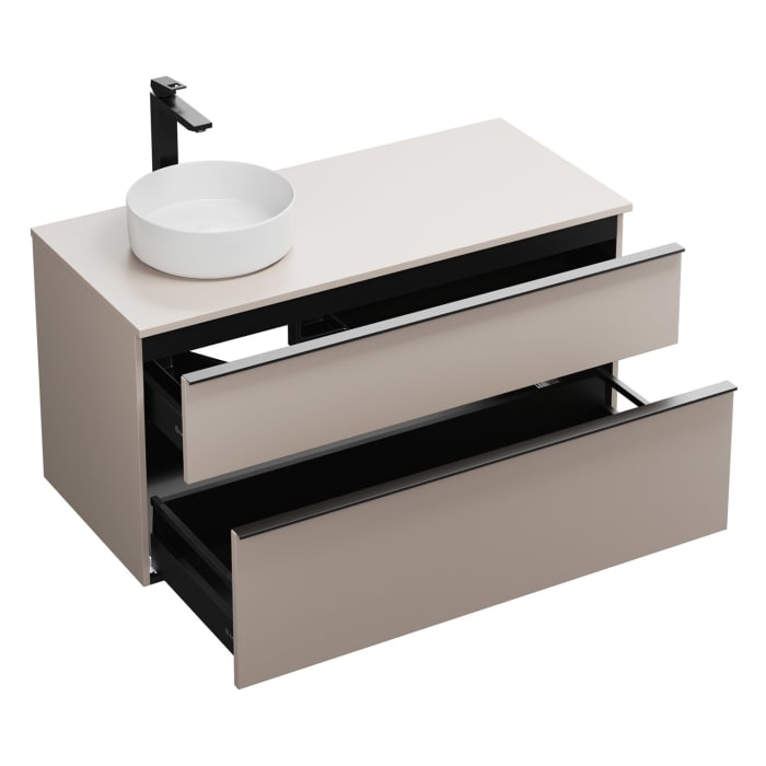 burgbad Eqio Waschtischkombination mit Keramik-Aufsatzwaschtisch 120 cm, links, mit Griffleiste G0252