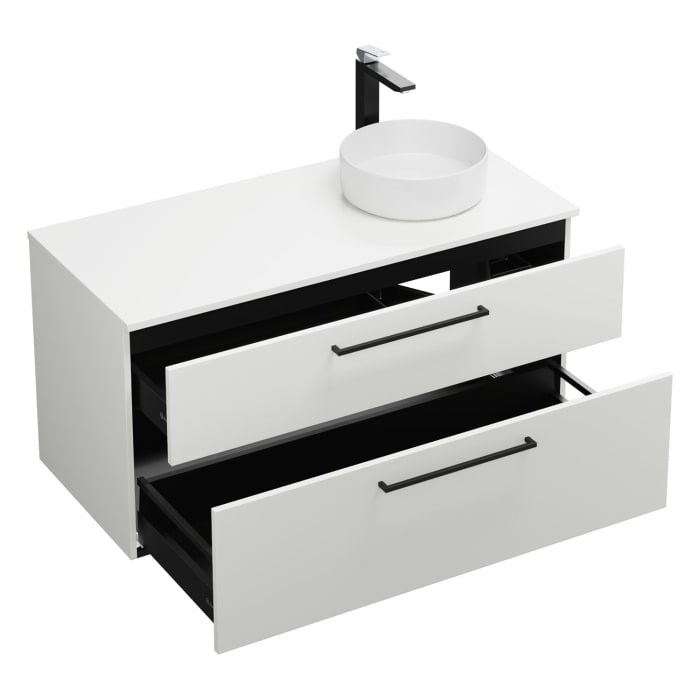 burgbad Eqio Waschtischkombination mit Keramik-Aufsatzwaschtisch 120 cm, rechts, mit Stangengriff G0234