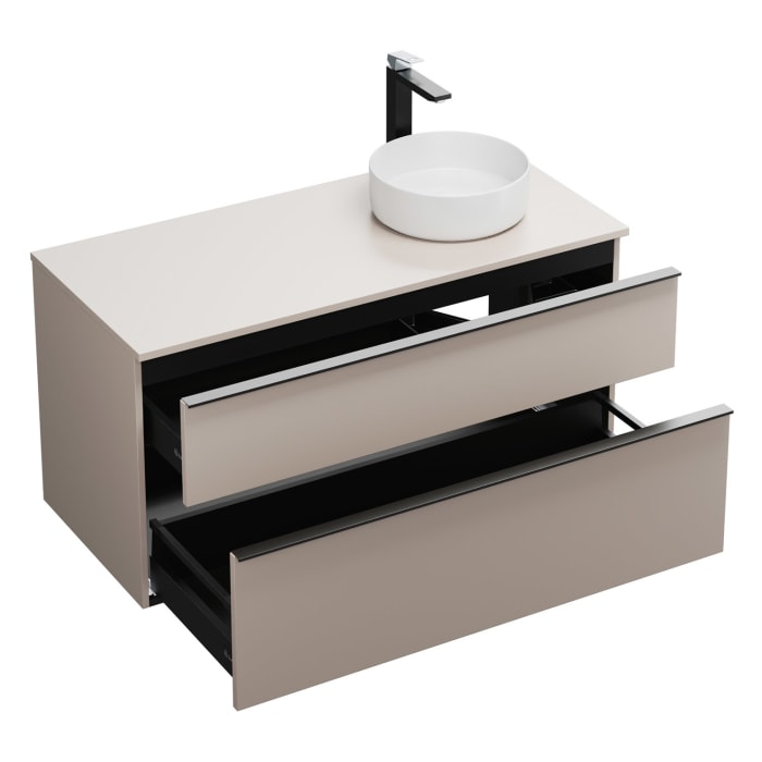 burgbad Eqio Waschtischkombination mit Keramik-Aufsatzwaschtisch 120 cm, rechts, mit Griffleiste G0252