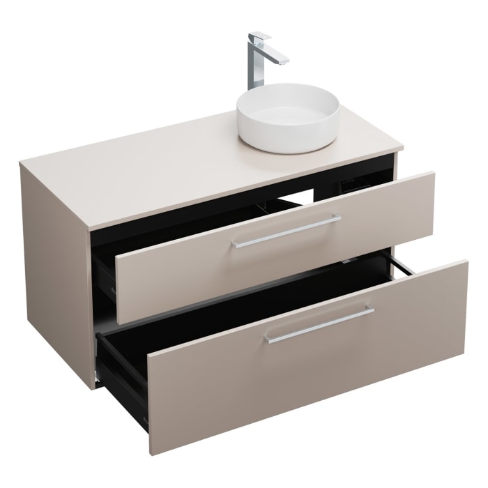 burgbad Eqio Waschtischkombination mit Keramik-Aufsatzwaschtisch 120 cm, rechts, mit Stangengriff P95