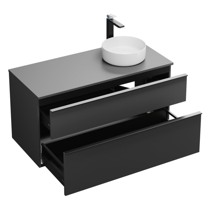 burgbad Eqio Waschtischkombination mit Keramik-Aufsatzwaschtisch 120 cm, rechts, mit Griffleiste G0252